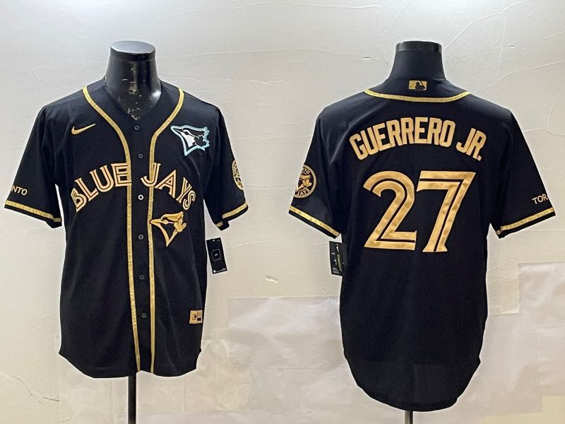 Men Toronto Blue Jays #27 Guerrero jr Black Gold Game 2025 Nike MLB Jersey style 2->youth mlb jersey->Youth Jersey